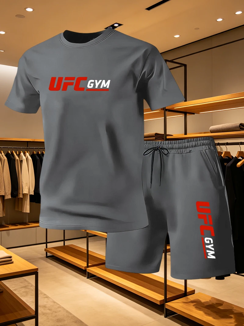 남성 패션 티셔츠 반바지 UFC 캐주얼 세트 여름 스포 - Running Gear For Men 리뷰 및 가격