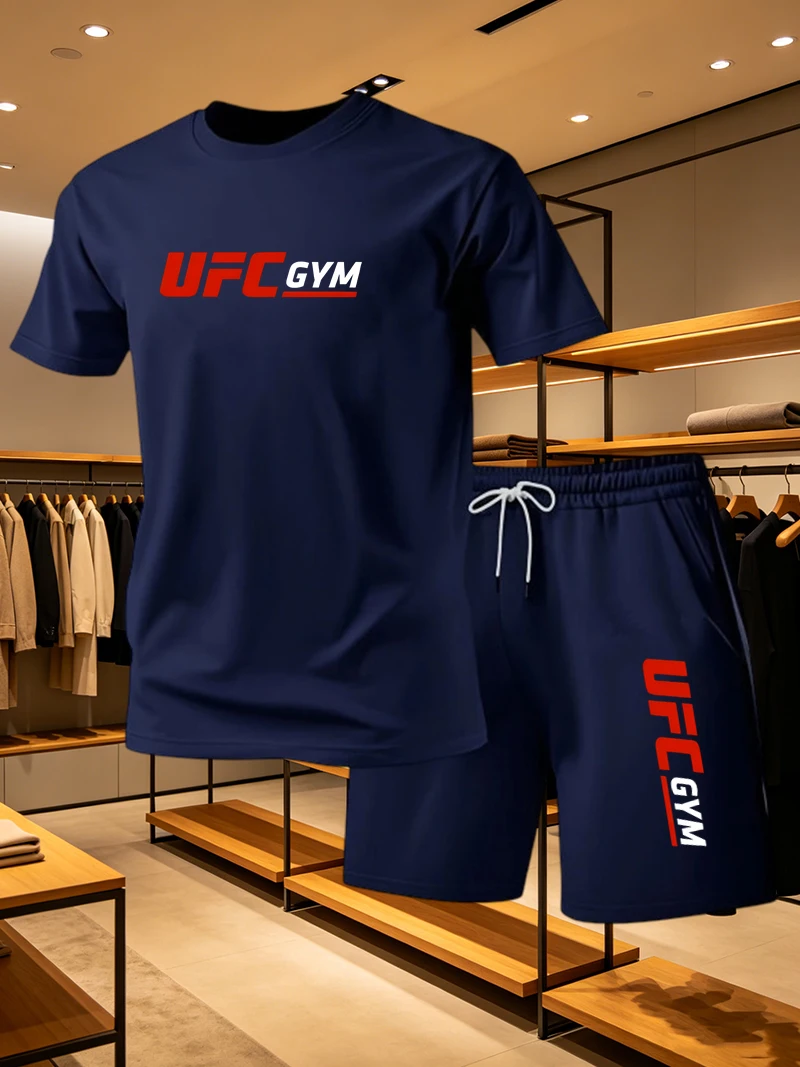 남성 패션 티셔츠 반바지 UFC 캐주얼 세트 여름 스포 - Running Gear For Men 리뷰 및 가격