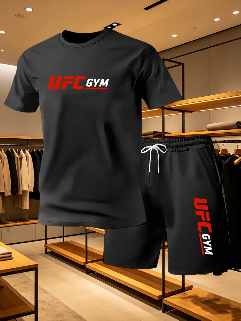 남성 패션 티셔츠 반바지 UFC 캐주얼 세트 여름 스포 - Running Gear For Men 리뷰 및 가격