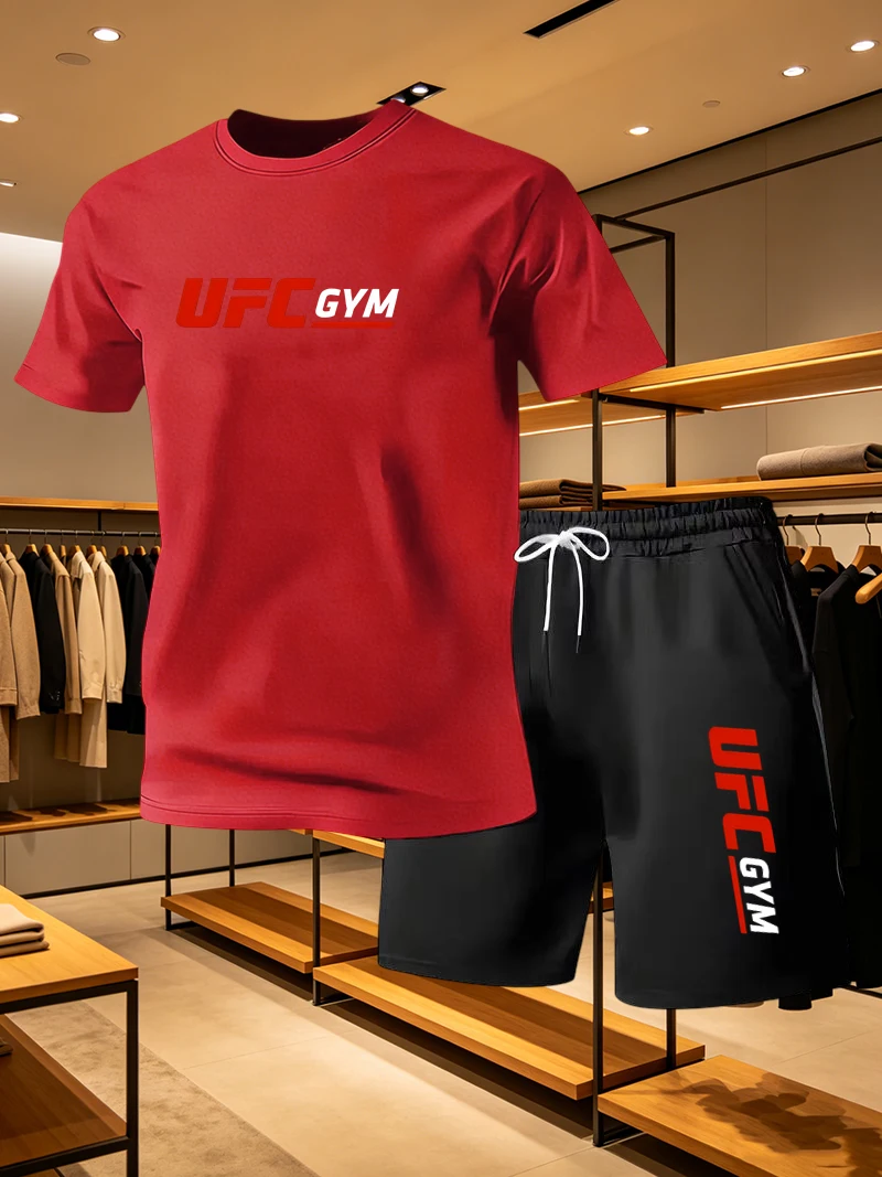 남성 패션 티셔츠 반바지 UFC 캐주얼 세트 여름 스포 - Running Gear For Men 리뷰 및 가격