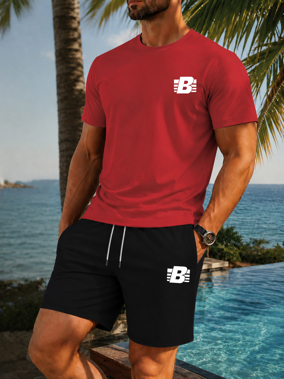 남성용 2피스 트랙슈트 캐주얼 스포츠웨어 세트 반팔 티 - Running Gear For Men 리뷰 및 가격